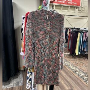 Free People sweater cardigan multi color, crochet knit